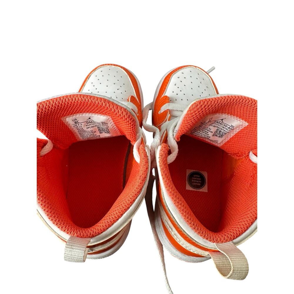 Nike Air Jordan 1 Mid SE Electro Orange & White Toddler Kids Sneakers Size 8C - Picture 5 of 10